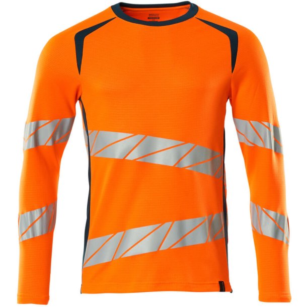 MASCOT T-shirt, langrmet Hi-Vis Orange/Mrk Petroleum 19081-771-1444