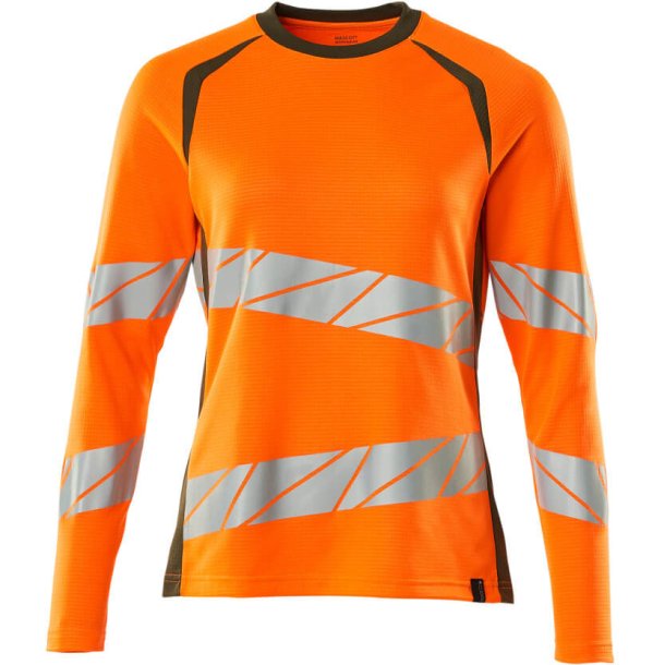 MASCOT T-shirt, langrmet Hi-Vis Orange/Mosgrn 19091-771-1433