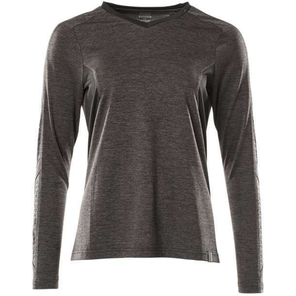 MASCOT&reg; T-shirt, langrmet Mrk Antracit-Meleret/Sort 18091-810-1809