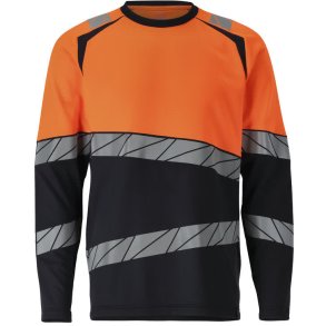 MASCOT� T-shirt, lang�rmet M�rk Marine/Hi-Vis Orange 25081-771-01014